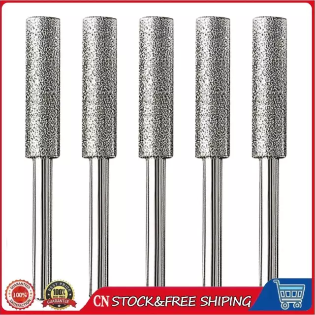 Diamond Coated Cylinder Head Grinding Bit Chainsaw Sharpener(5pcs 5.5mm silver)