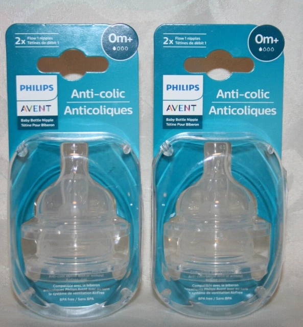 2-PACKS Philips AVENT Anti-Colic Bottle Nipple 0m+ Level 2 Flow 1