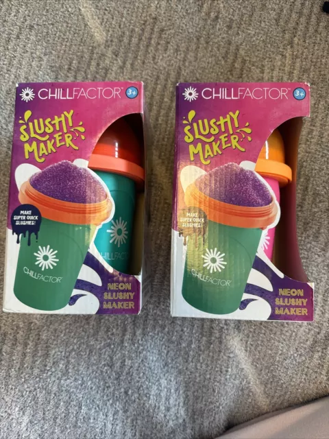 2x Chillfactor Neon Slushy Maker Reusable Homemade Slushies Squeeze Cup New