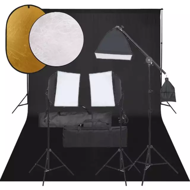 Kit de studio photo avec �clairage toile de fond et r�flecteur