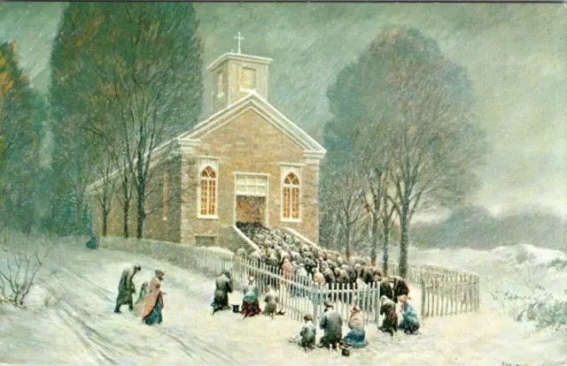 Bennington, VT Vermont  EASTER MASS~ST FRANCIS DE SALES CHURCH Painting Postcard