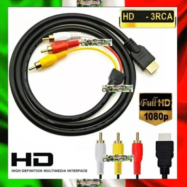 CAVO HDMI Maschio a 3 RCA Audio Video Componente Cavo Adattatore Per TV HDTV DVD 3