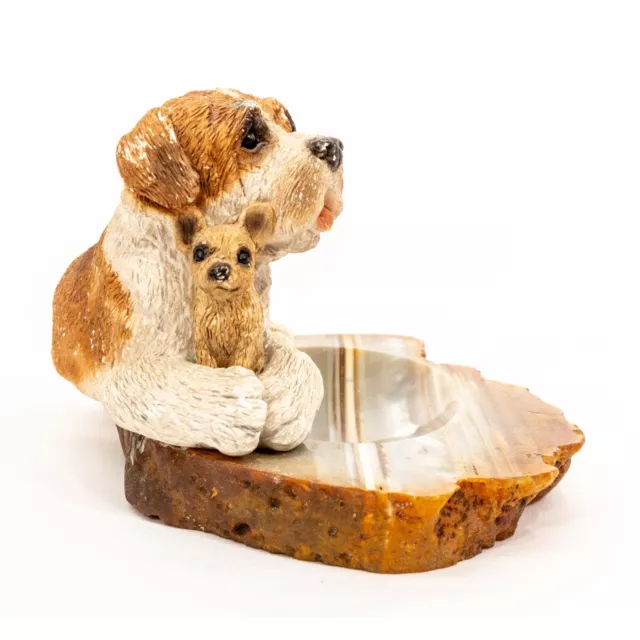 Dog with Puppy and Onyx Trinket Dish
