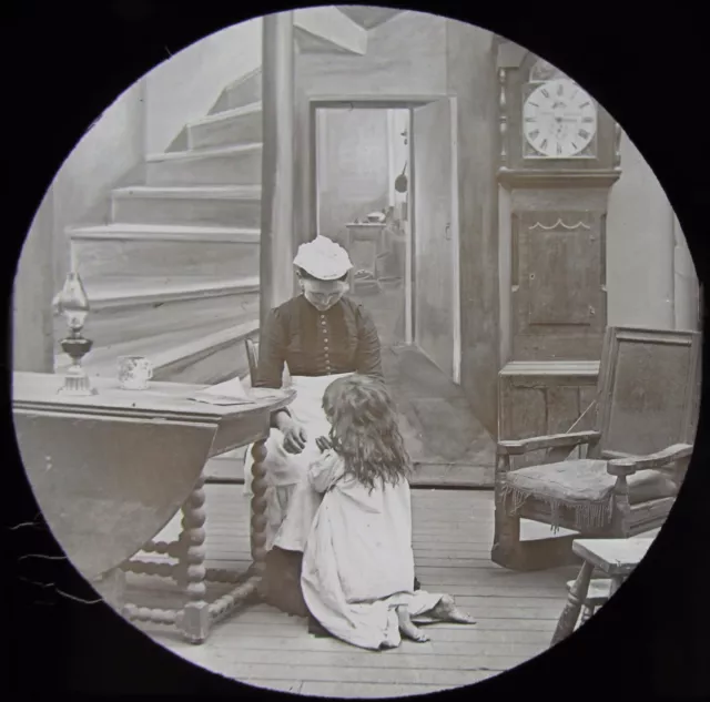 Glass Magic Lantern Slide NELLIES PRAYER NO9 C1890 PHOTO VICTORIAN TALE