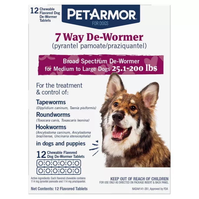 Dewormer For Dogs Dog Wormer Worming Worm Treatment Canine Pet Armor Meds 12 Ct