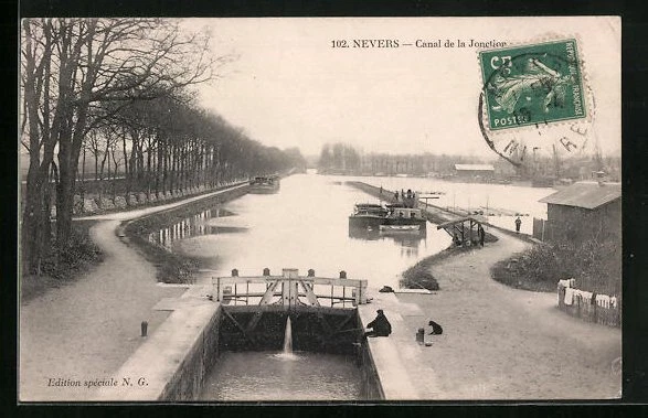 CPA Nevers Canal de la Jonction 1911