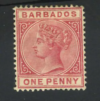 M4128 Barbados 1882 SG91 - 1d rose.