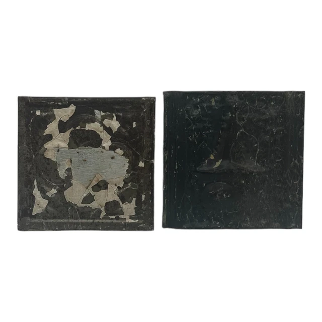 Lot Of 2 Pieces ￼6” x 6” Antique Ceiling Tin Metal Reclaimed Salvage Art Craft