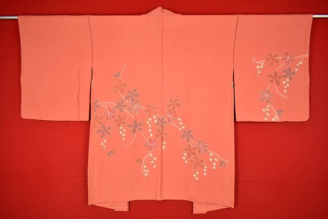 Vintage Japanese Kimono Silk Antique BORO HAORI Kusakizome Dyed/B016/565