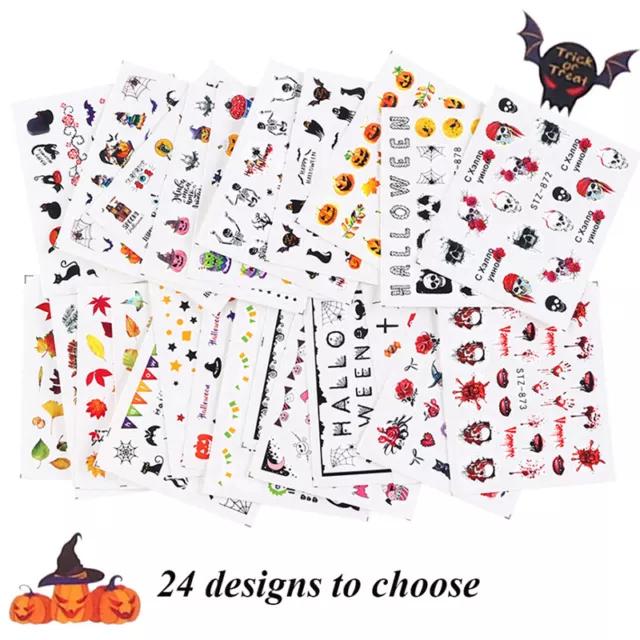 24Designs Halloween Nail Art Sticker Nail 3D Sticker Nail Wrap Nail 》