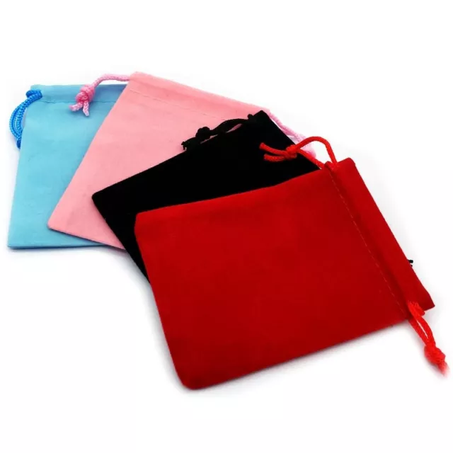 1-50 Black Red Pink Velvet Jewellery Drawstring Wedding Gift Bag Favour Pouches