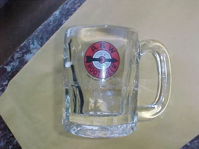 Vintage A&W Root Beer Glass Mug Stein 4.5" Tall Arrow Logo Bullseye 1961-1968 AW