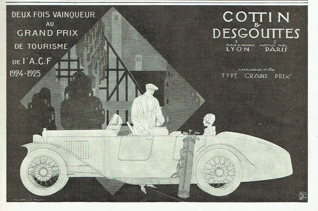 publicité Advertising  AD 0123 1925 Cottin & Desgouttes  grand prix du tourisme