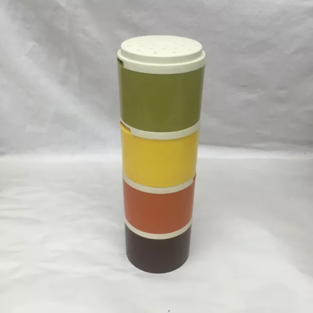 Vintage TUPPERWARE Spice Shaker 4 Jar Stacking Tower Set Autumn Harvest Colors