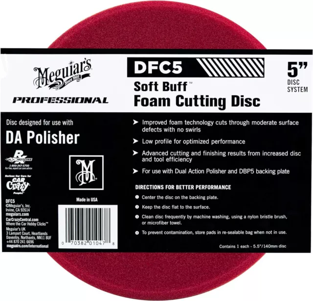 Meguiar's DFC5 Soft Buff DA Foam Cutting Disc 5'' hart NEU OVP