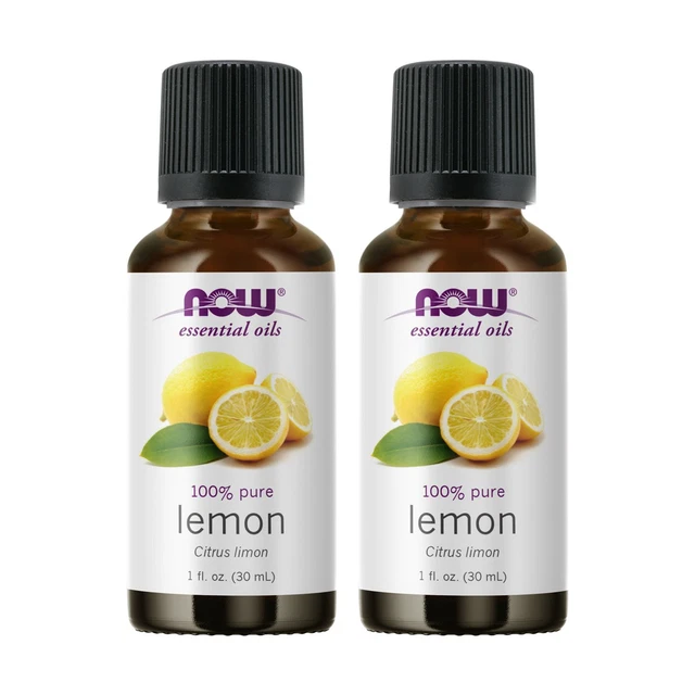 2 x NOW PURE Lemon Essential Oil 1oz 30 ml Citrus limon FRESH
