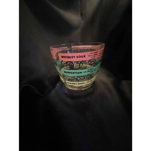 Vintage MCM Ice Bucket with Drink Recipes