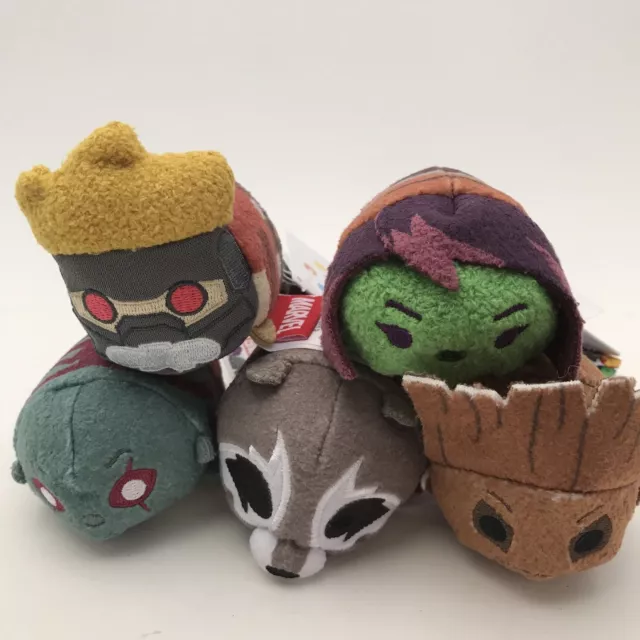 Disney Store Guardians of the Galaxy Tsum Complete Set 5 Minis 3 1/2" Retired