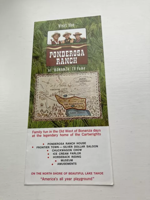 BROCHURE Ponderosa Ranch  Bonanza TV Series  Lake Tahoe Nevada USA