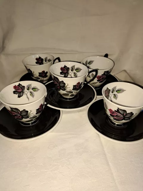 5 Royal Albert "Masquerade" Cups & Saucers