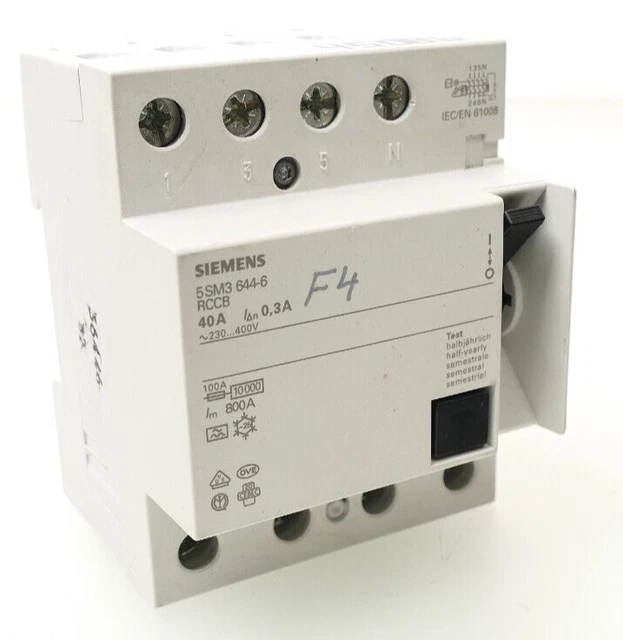 Siemens Fehlerstromschutzschalter 5SM3644-6 | 5SM3 644-6 RCCB 40A 0,3A