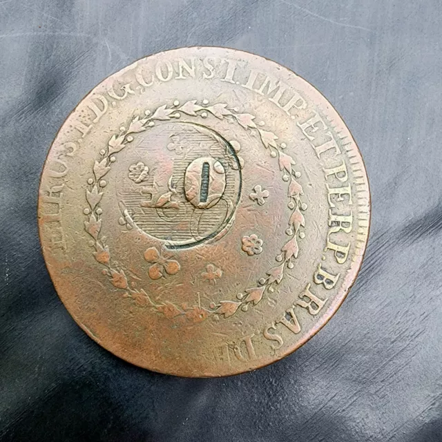 ND Bronze Brazil ICO 40 Reis Over 80 Reis KM444 VG Old Coin Collectible 🪙💰