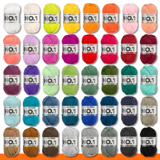 MyBoshi 5 x 50 g No1 Mulesing-freie Wolle Schnellstrickgarn 40 Farben