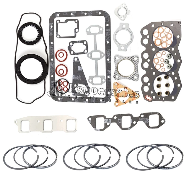 3TN66 3TN66UJ 3TN66-UJ Full Gasket Kit + Piston Rings for Yanmar John Deere 240