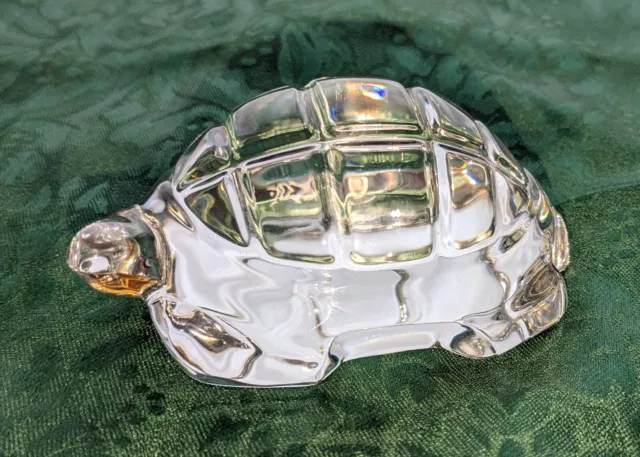 Baccarat Turtle Tortoise Figurine Paperweight Vintage Crystal France Signed