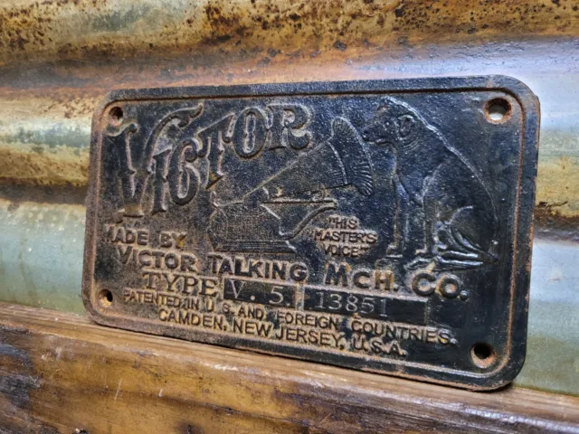Vintage Victor Sign Cast Iron Rca Victrola Nipper Dog Music Taking Machine 8"