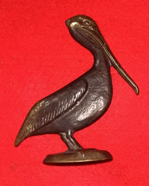 Two Tone BRONZED PELICAN FIGURINE 5" TALL.signed NELLES