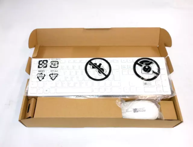 New Dell OEM Wireless White Spanish Keyboard & Mouse- WK636P JDY9Y( No Battery )