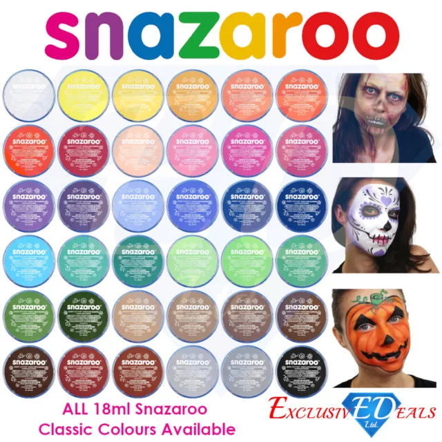 Pintura facial y maquillaje corporal Snazaroo muchos colores escenario elegante vestido de Navidad 18 ml