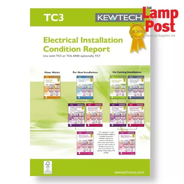 Kewtech TC3 - Electrical Installation Condition Report Book Supplies Up To 100A