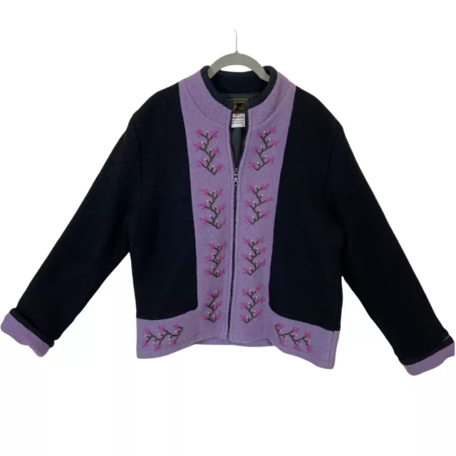 ALPINE JACKET SOUTH Wool Women's Size Large Black Purple Long Sleeve ...