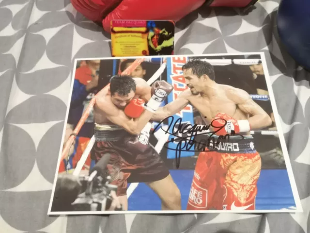 Manny Pacquiao VS Dela Hoya Signed Photo ( 101% Genuine Autograph of PACQUIAO )