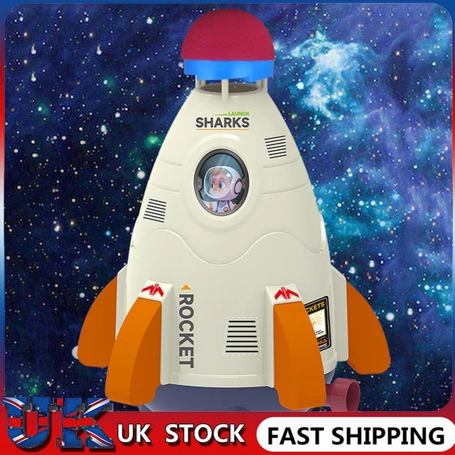 ❀ Space Rocket Sprinklers Rotating Water Powered Launcher Summer Fun Toys (White