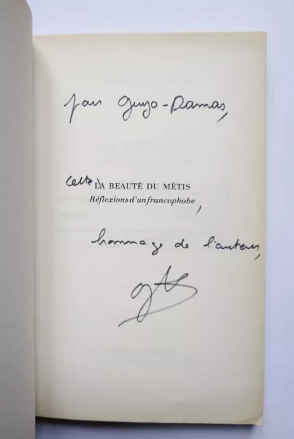 Guy Hocquenghem La beauté du métis Avec un envoi autographe signé 1979 Ramsay