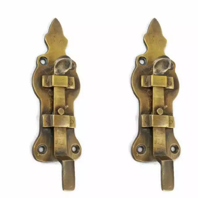 4 small BOLTS french old Antique style door furniture heavy brass flush 4.1/2"B 2