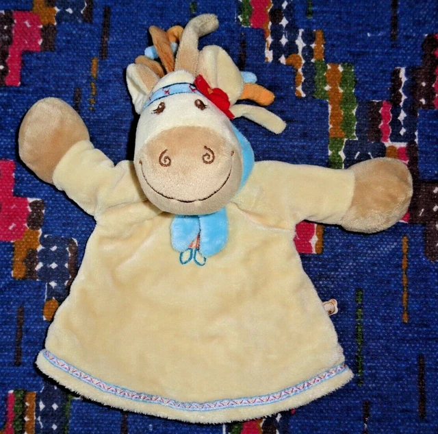 Mp / Doudou Marionnette Noukies Cheval Pinto Et Kaya Indien Beige Exc Etat
