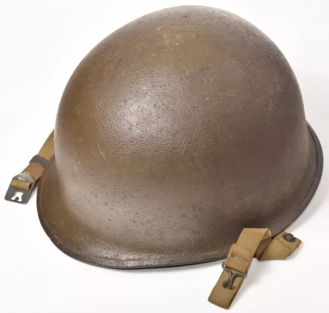 WWII US Army Airborne McCord M1-C Paratrooper Helmet Front Seam 1944 OD#3 Straps