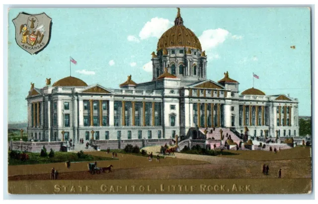 c1910 State Capitol Building Steps Entrance Little Rock Arkansas AR Postcard