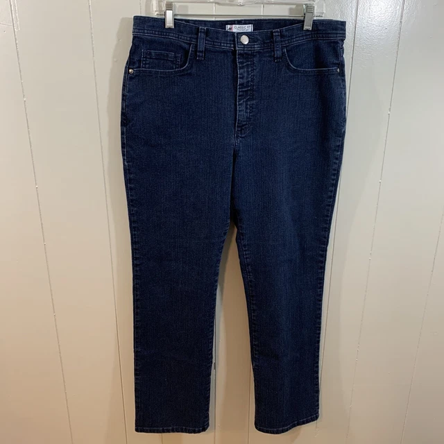 Lee Classic Fit Straight Leg Dark Blue Petite Plus Stretchy High Rise Jeans 16P