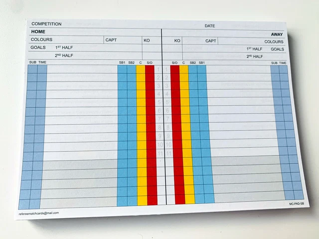 football-referee-score-cards-match-report-pad-50-sheets-with-sin