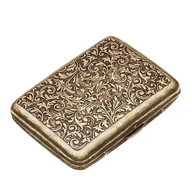 Vintage Metal Cigarette Case Box Gold Men Tobacco Holder for 20s 85mm King Size