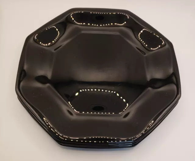 Vintage Arcoroc France Octime Black Glass Octagon 7.5” Salad Plates France