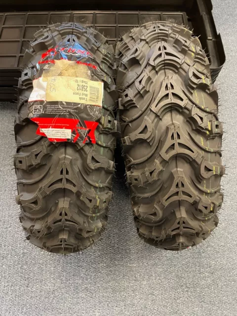 2 New AT25x8-12 Tusk Mud Force 6 Ply UTV Tires With ITP 4 Lug Rims 2 New AT25x8-12 Tusk Mud Force 6 Ply UTV Tires With ITP 4 Lug Rims