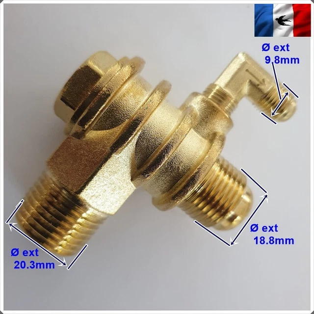 Clapet Anti-retour Pour Compresseur D'air En Laiton - 3 Ports Filetés Mâles (20/16/10mm) - Haute Résistance à La Corrosion