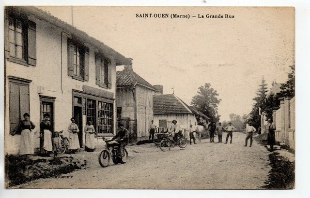 SAINT OUEN DOMPROT - Marne - CPA 51 - la grande Rue - motos - commerce