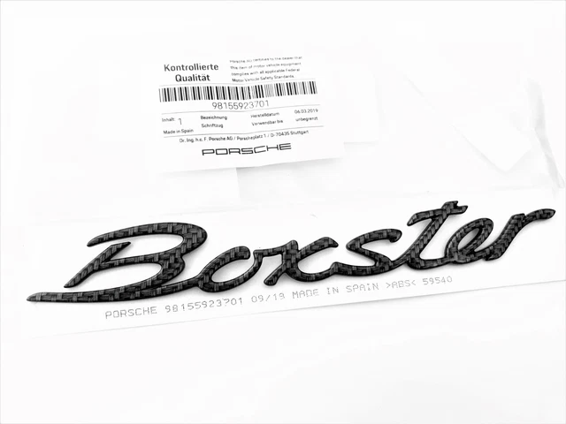 Porsche "Boxster" Carbon Fiber Effect Rear Emblem 718 Boxster OEM Nameplate